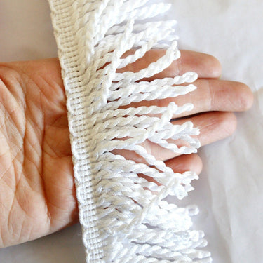 White Thread Tassels One Yard Trim, Approx. 60mm Wide